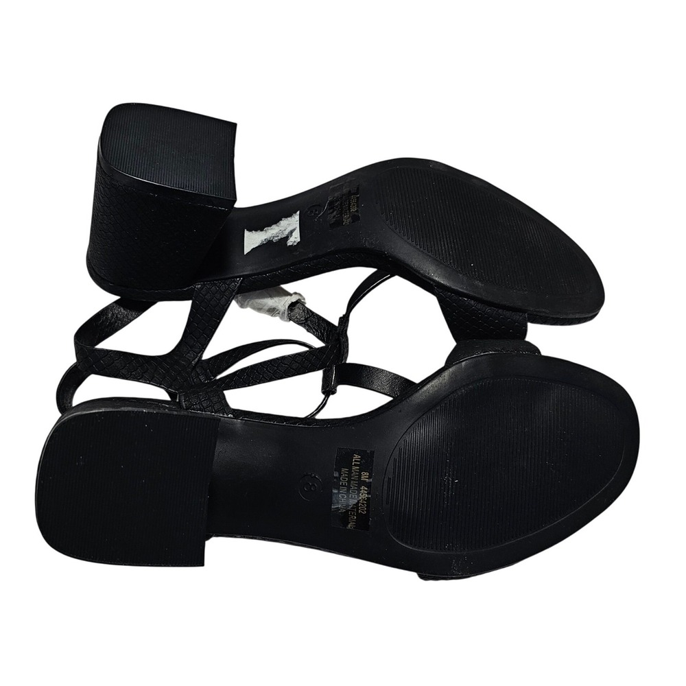 Comfort Est. 1948 Black Snakeskin Embossed T-Strap Block Heel Sandals Size 8 - Picture 10 of 10